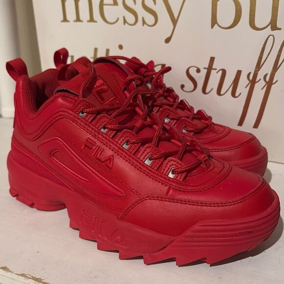 Fila Disruptor II Shoes Womens Size 8.5 Red Chunky Platform Sneakers 3FM00737-60 - Picture 1 of 5